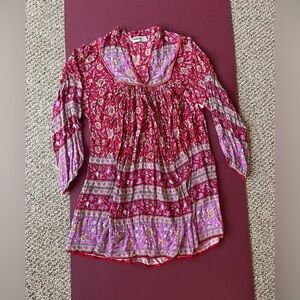 Modernsoul Nancy Mini Dress Boho Size M with Flaw Red Pink Flowy Lightweight